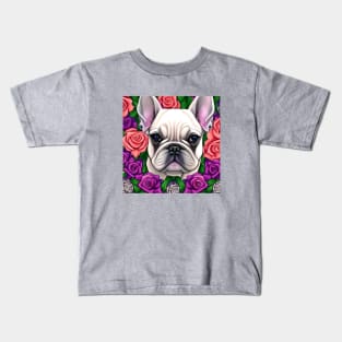 Frenchie In Roses Kids T-Shirt